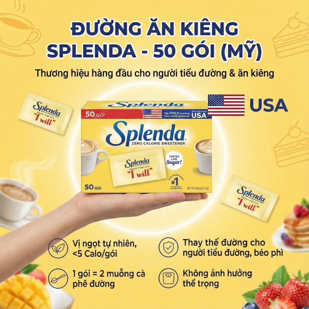 Đường ăn kiêng Splenda (50 gói - Mỹ)