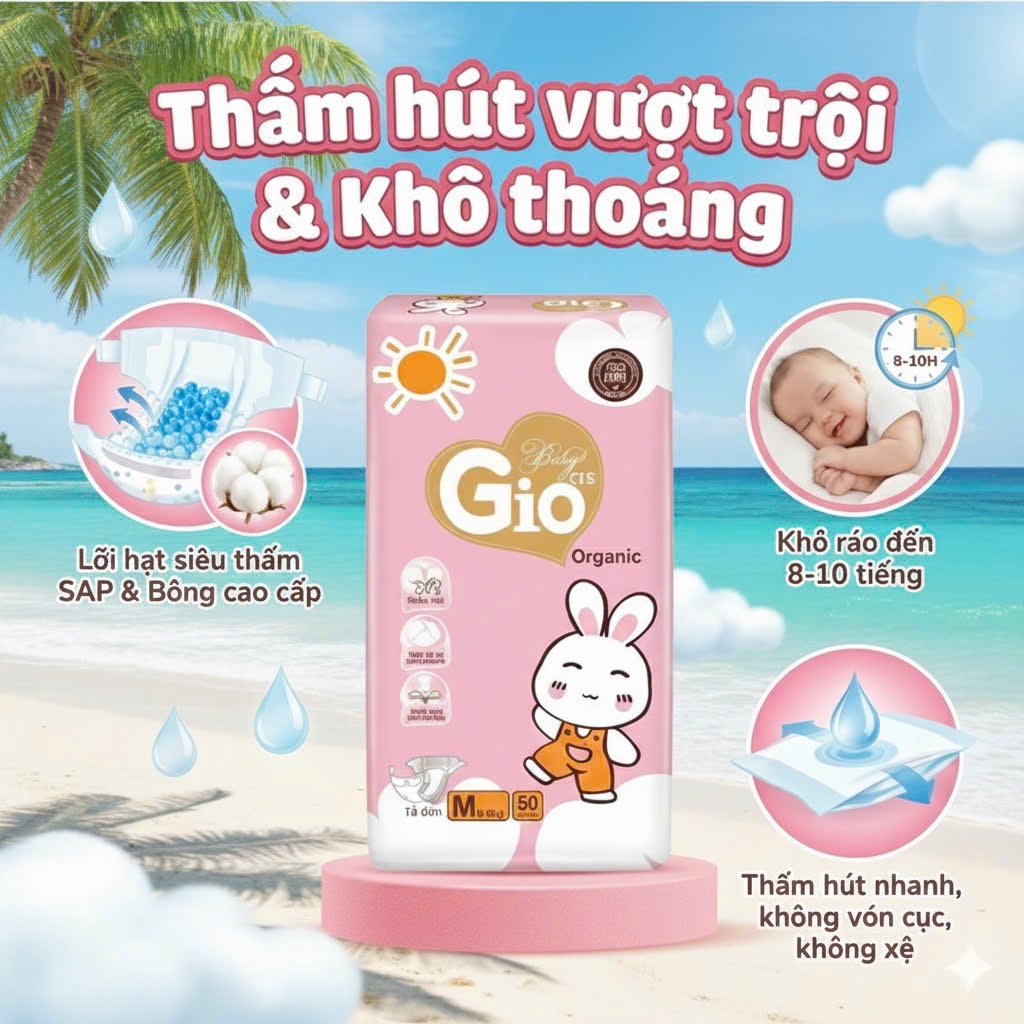 Bỉm Dán BabyGio cao cấp 50-100 miếng