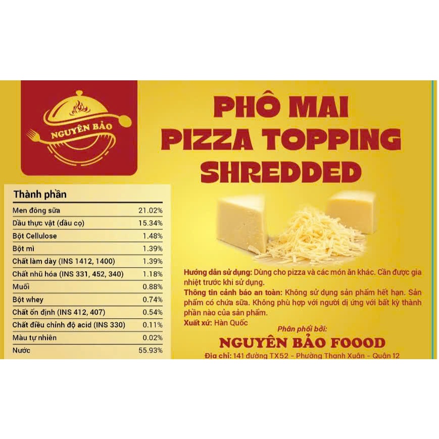PHÔ MAI PIZZA TOPPING DR  TOPPING SHREDDED PIZZA