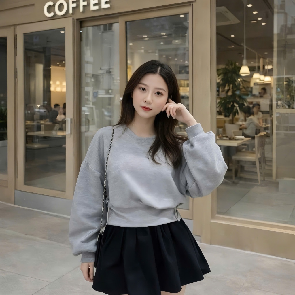Áo nỉ sweater nữ thiết kế cổ tròn dài tay áo kiểu nữ phối cúc dáng croptop siêu xinh chất da cá cao cấp A147 PANOSI | BigBuy360 - bigbuy360.vn