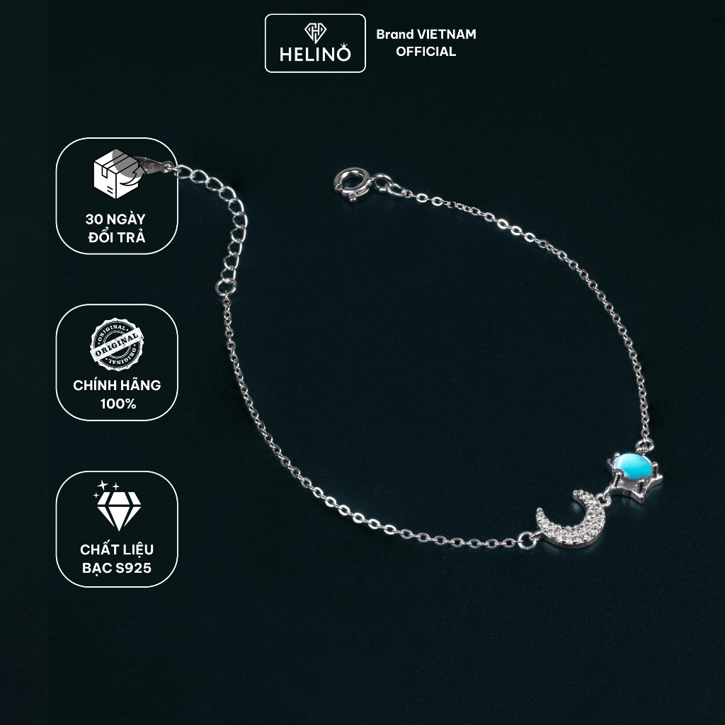 Lắc Tay Bạc Nữ HELINO Mặt Trăng Đính Đá Moonstone Lấp Lánh Bạc S925 V27