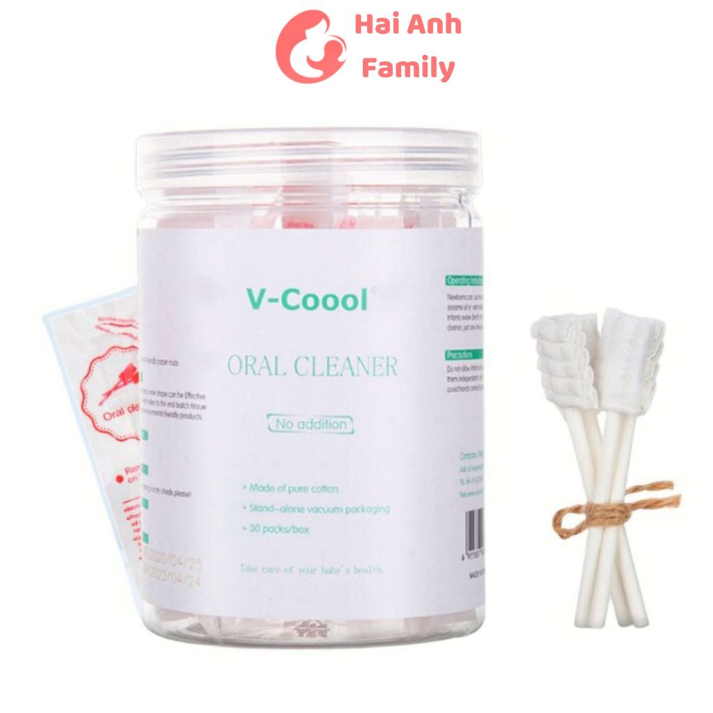 Que tưa lưỡi, rơ lưỡi V-coool, hộp 30 que