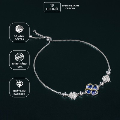Lắc Tay Bạc Nữ HELINO Dây Rút Cỏ Bốn Lá Moonstone Đổi Màu Bạc S925 Lấp Lánh V38