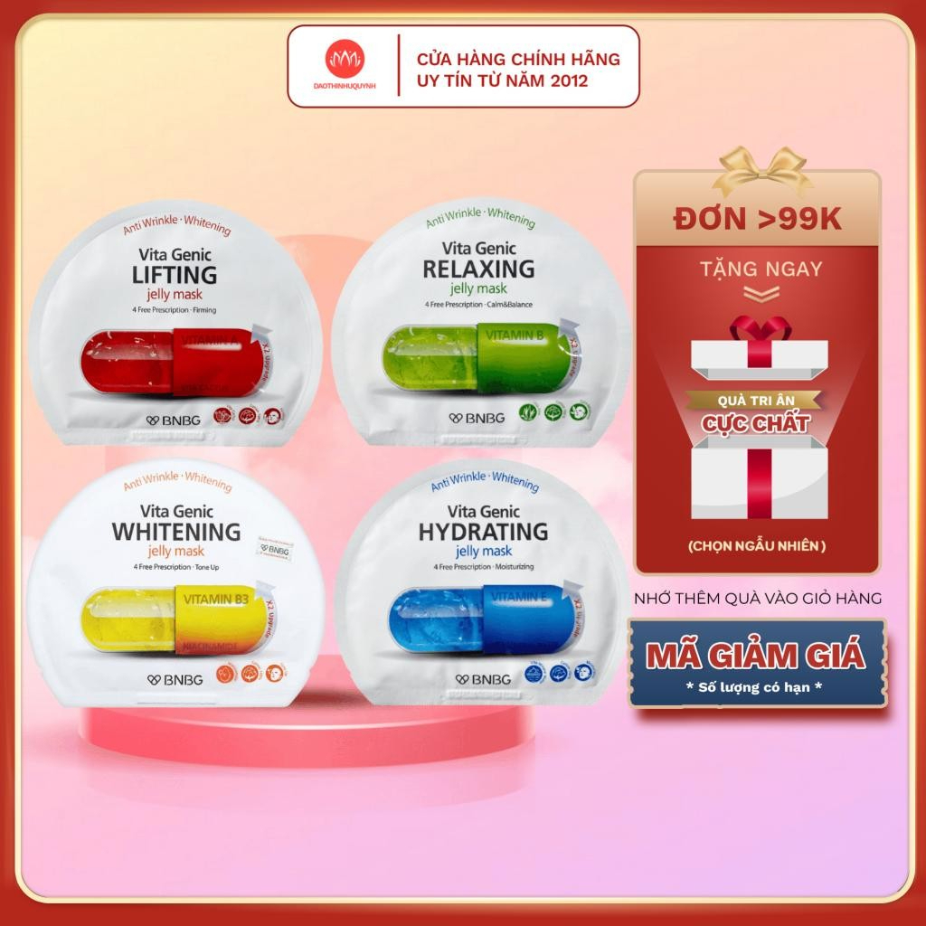 Combo mặt nạ BNBG Vita Genic Mask - mask bnbg mặt nạ viên thuốc dưỡng da trắng sáng & phuc hồi 30ml