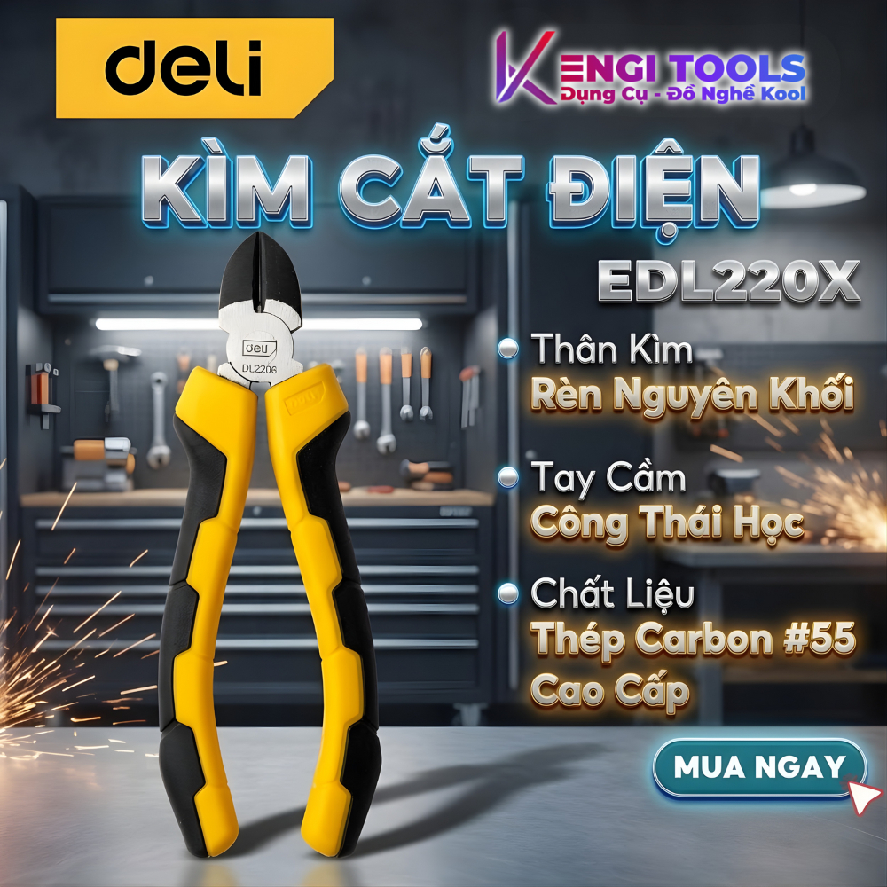 [Hàng Chính Hãng] Kìm Cắt Điện 6 Inch, 7 Inch Deli - Thép Carbon #55 Cao Cấp
