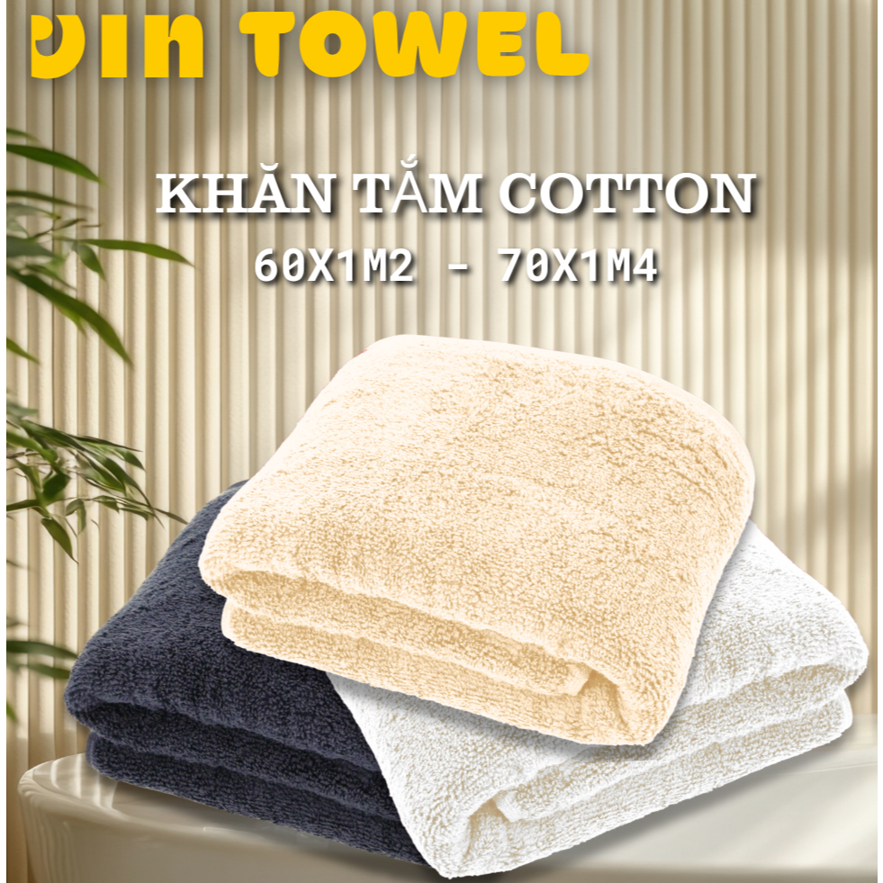 Khăn Tắm Cotton Vin Towel - Thấm Hút, Không Xù Bông, Chất Lượng Cao, Dùng Cho Gia Đình, Spa, Hotel