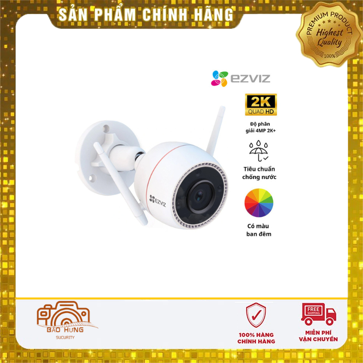 Camera Wifi ngoài trời EZVIZ H3C 2MP COLOR | H3C 2K 3MP độ phân giải cao, hỗ trợ có màu ban đêm