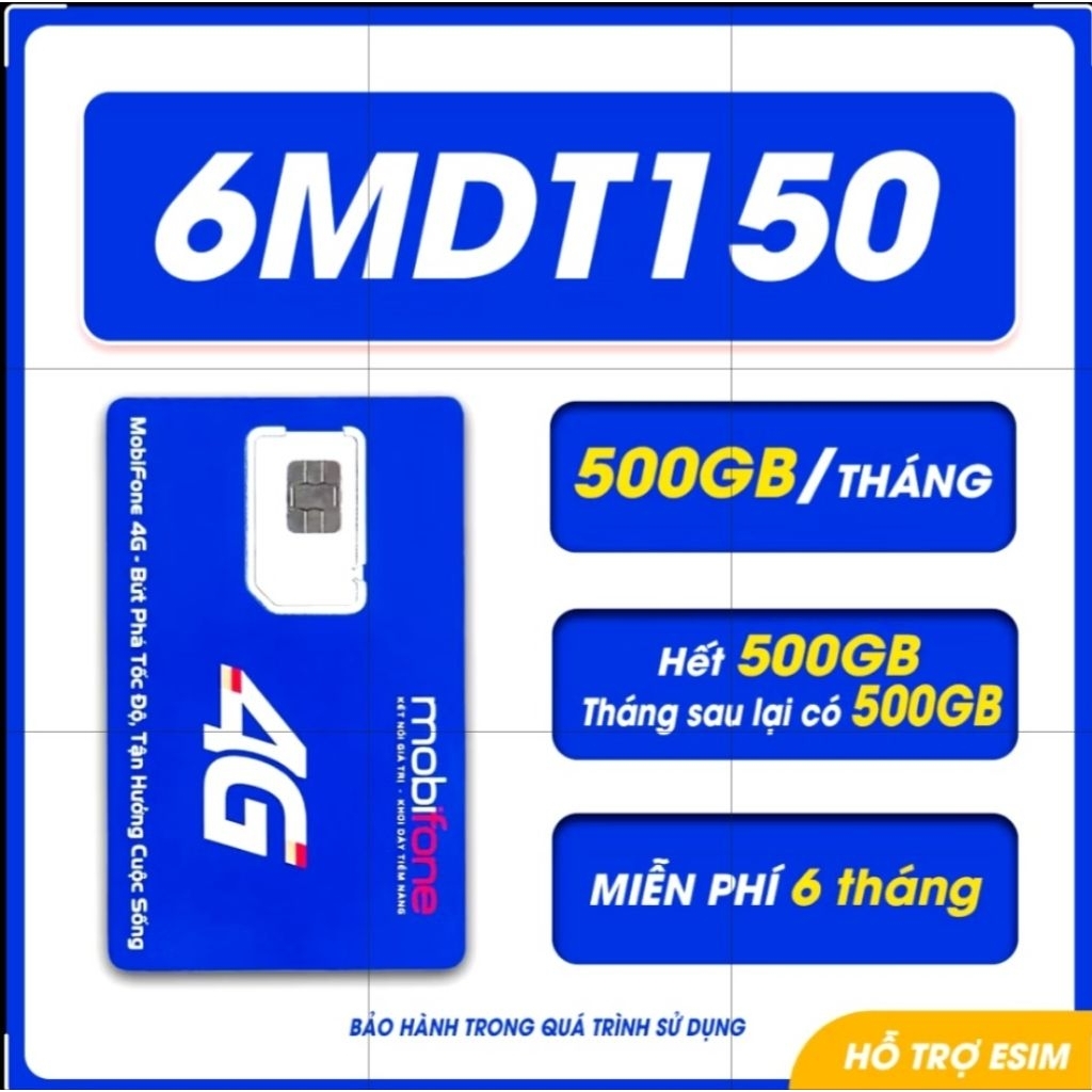 Sim vào mạng 500gb 1 tháng 6MDT150