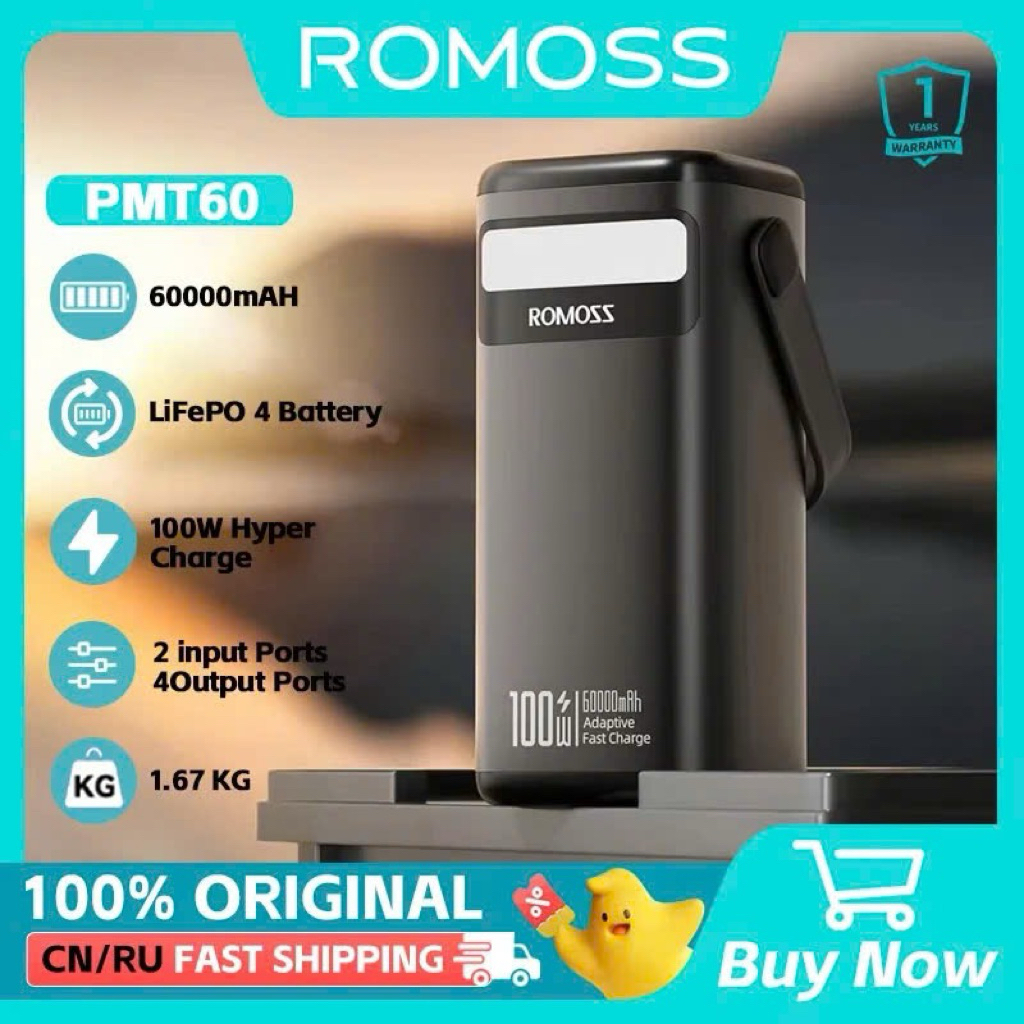 Pin Dự Phòng 60.000mAh ROMOSS PMT60, sạc nhanh 100w hàng new fullbox.