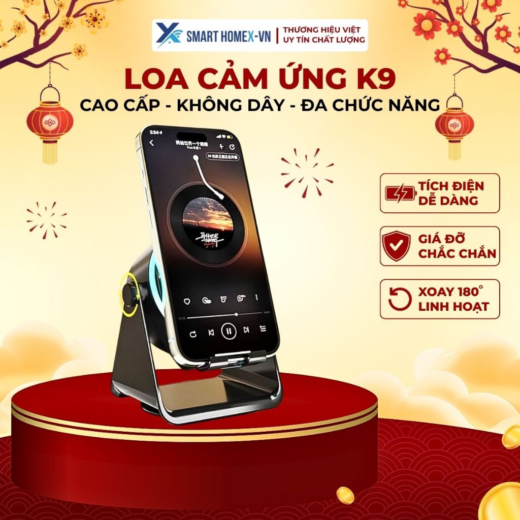 K9 Loa Cảm Ứng Không Dây 3in1 Chân đế đa chức năng + Âm thanh cảm ứng+ Bluetooth loa+ Pin lớn