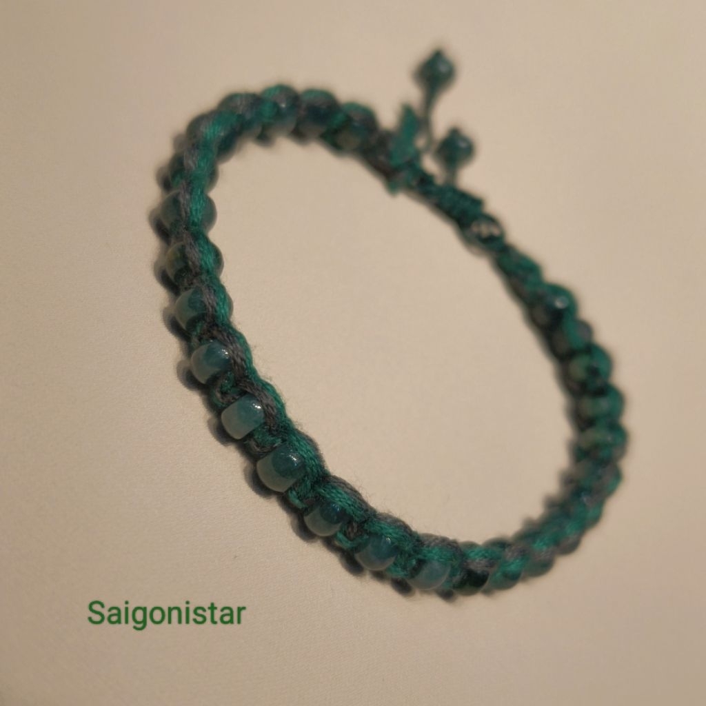 Sgn 261053 Bao Kiểm định Liulab Vòng thắt dây tay phối đá thiên nhiên Saigonistar