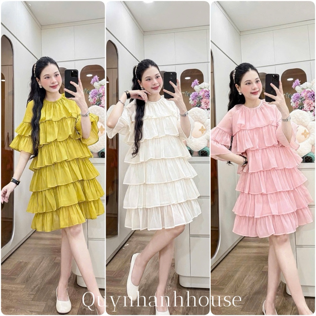 (NH CLOTHING)Váy suông Quynhanhhouse Váy tơ tầng M11504 sm