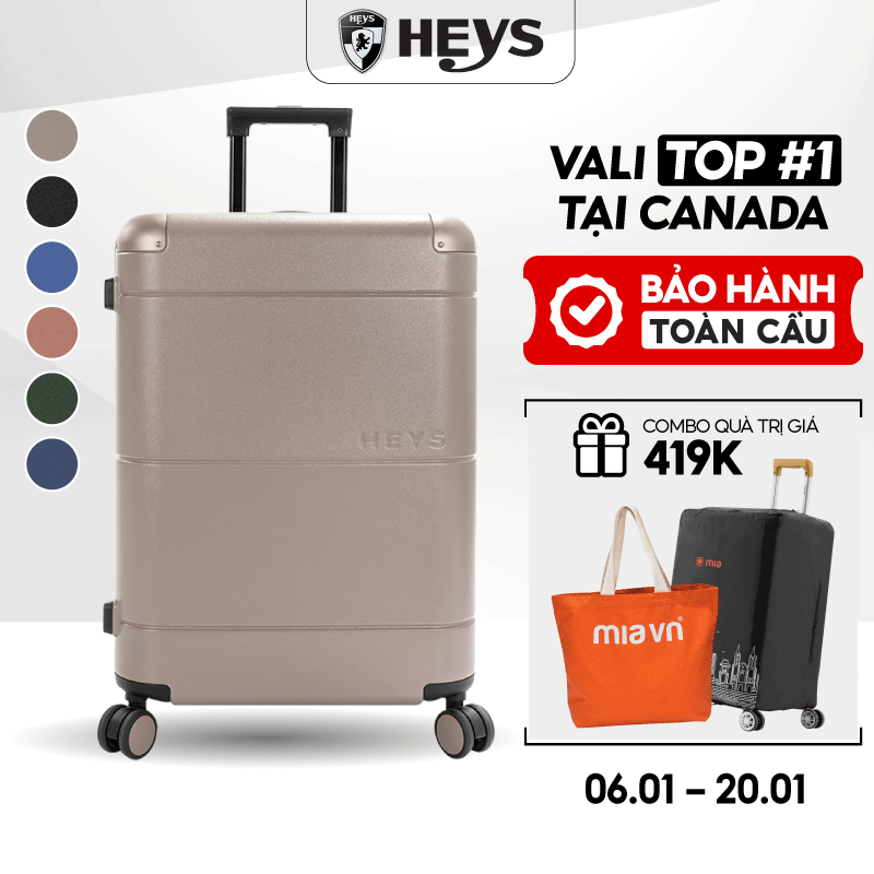 [GIÁ GIẢM ĐỘC QUYỀN] Vali Kéo Du Lịch Heys ZEN - Nhựa PC Cao Cấp Siêu Bền, Size 20/24/28, Khóa TSA B