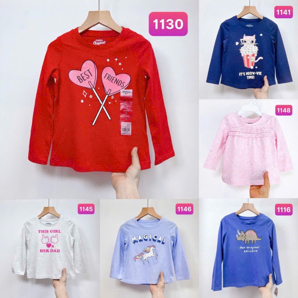 Size 6M-2T (5-13kg) - Áo thun dài tay bé gái xuất xịn 1145
