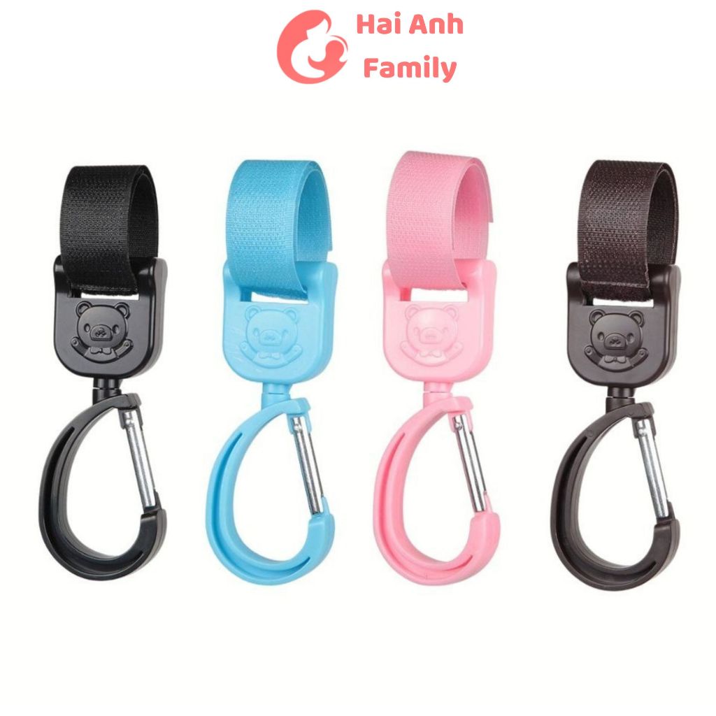 Móc treo xe đẩy, treo đồ cho bé cao cấp hình gấu xoay 360 độ, gắn xe đẩy tiện dụng