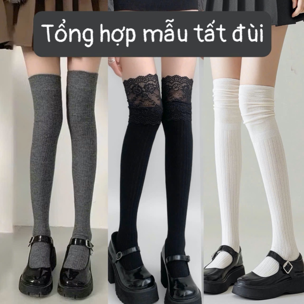 Tất gối , tất đùi cao cổ chất liệu gân tăm dày dặn ( Nhiều mẫu)