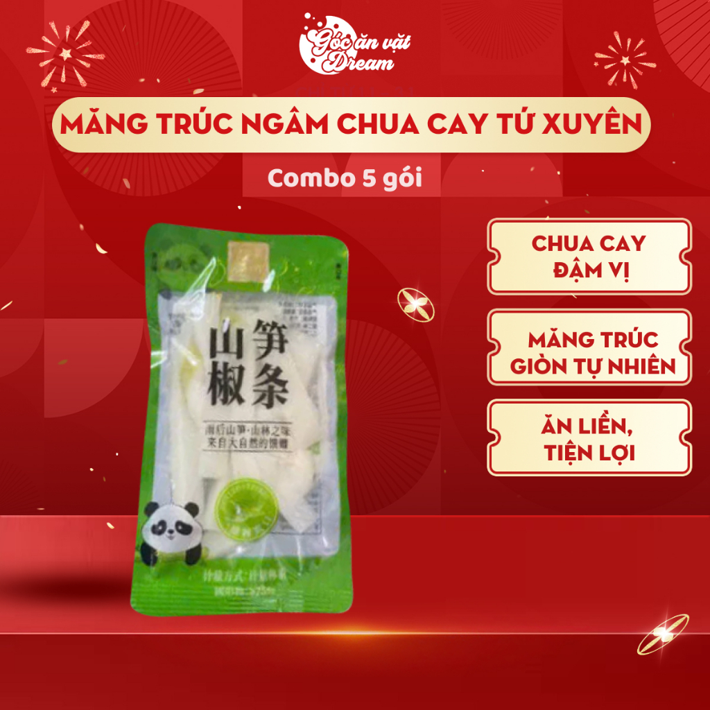 Ăn vặt Măng Trúc Ngâm Chua Cay Tứ Xuyên Giòn Ăn Liền | Combo 5 gói | Đồ Ăn Vặt ngon Nội Địa Trung