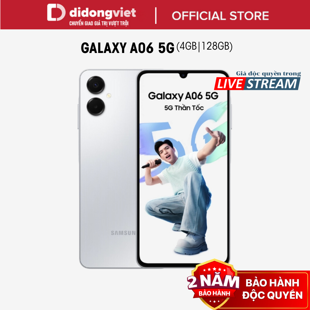 (KOL) Điện thoại Samsung Galaxy A06 5G 4GB| 128GB, Màn hình 6,7" 90Hz- MediaTek Dimensity 6300 - 500