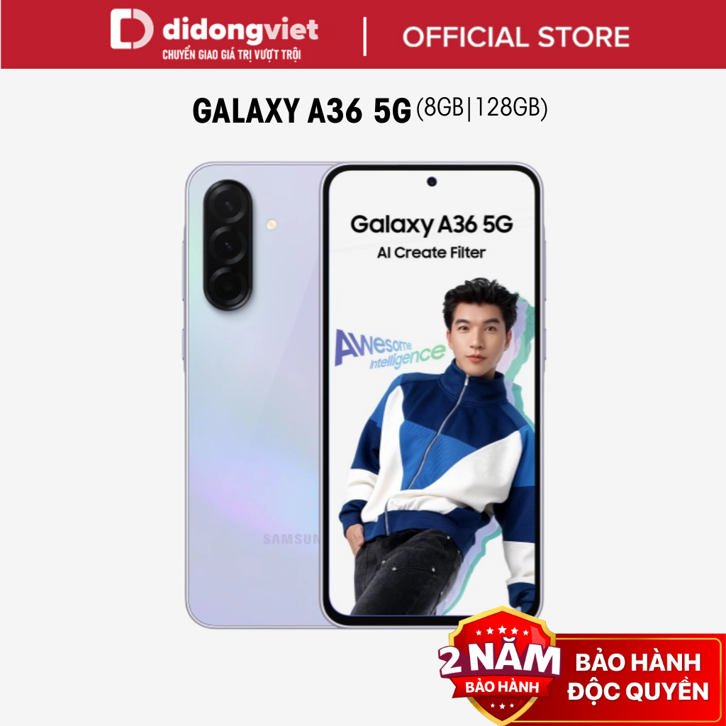 Điện thoại Samsung A36 5G 8GB | 128GB, Màn hình 6.7" - Chip Snapdragon 6 Gen 3 - Camera 50MP - 5000mAh, Bảo hành 2 năm