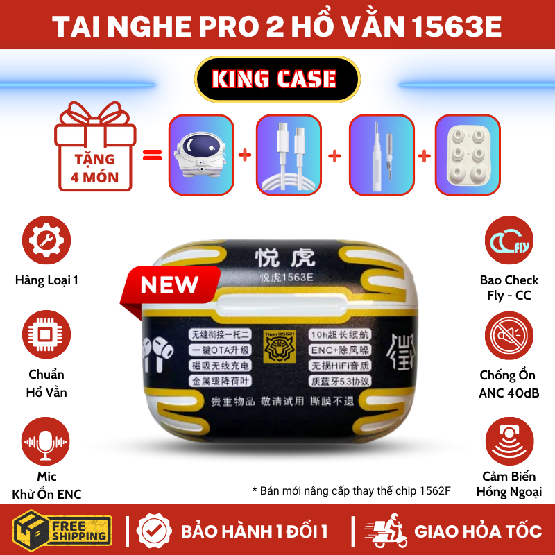 Tai Nghe Hổ Vằn Pro.2 1563E - Chip Mới l Chống ồn ANC l Pin Trâu l Popup l Cảm Biến Hồng Ngoại l Kin