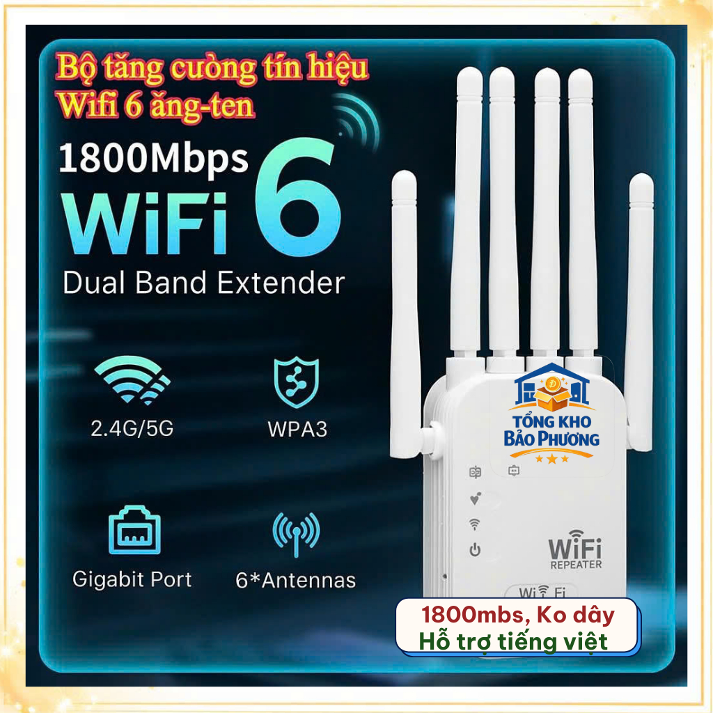 Bộ Kích Sóng Wifi 6 Râu Tốc Độ Cao 1800 Mbps - Kích Wifi Truyền Sóng Nhanh Ổn Định Xuyên Tường | BigBuy360 - bigbuy360.vn