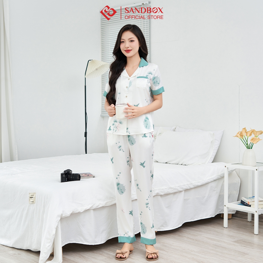 Bộ Pijama Mặc Nhà SANDBOX Chất Liệu Lụa Latin Cao Cấp, Thiết Kế Tinh Tế,Sang Trọng (BPC25001.06)