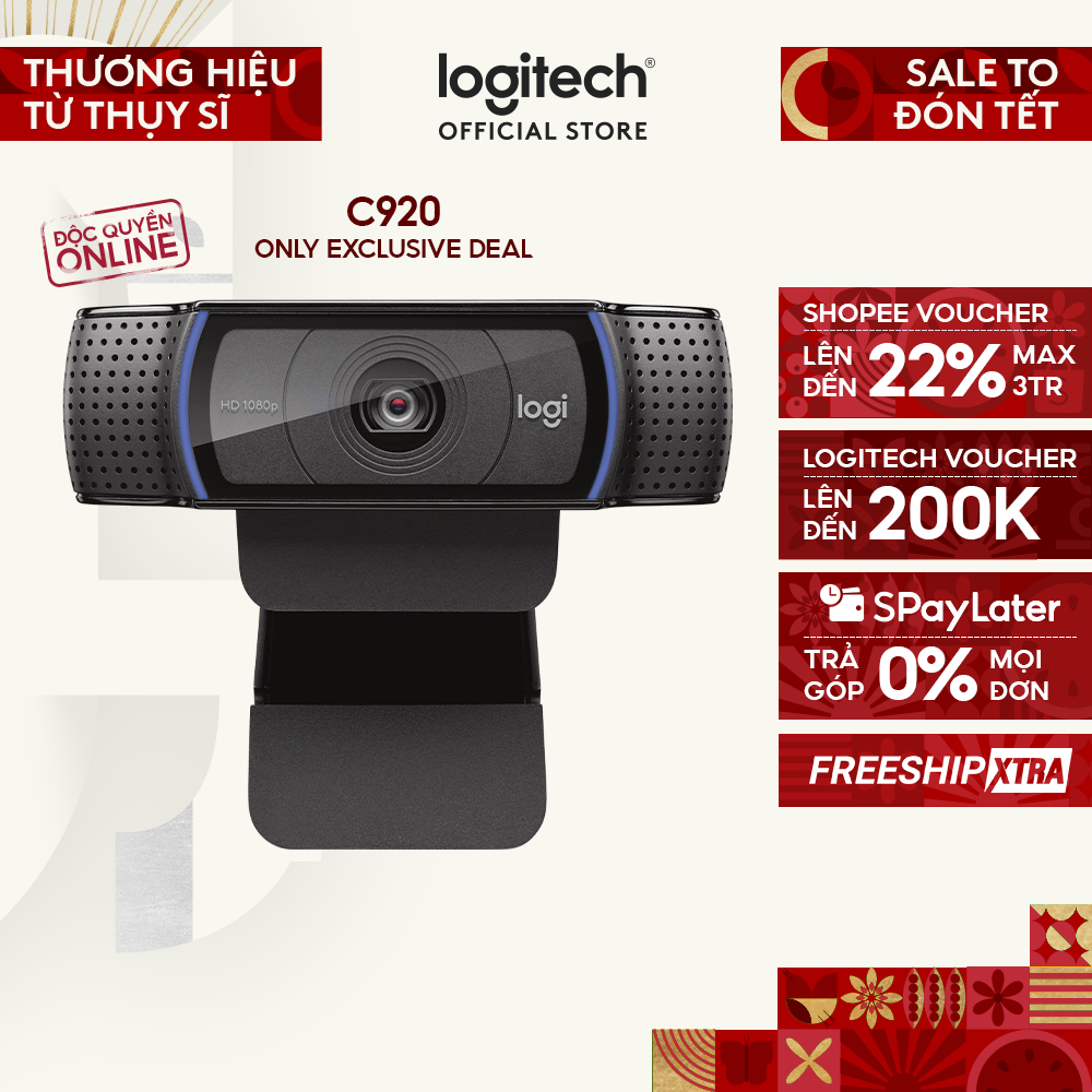 Webcam Logitech C920 Pro Full HD 1080p 30FPS - mic kép to rõ, tự động lấy nét HD