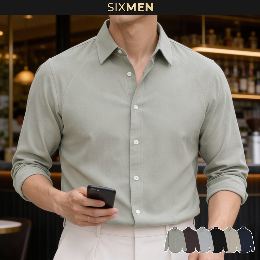 Áo sơ mi tay dài có cổ VELMEN cao cấp, thoáng mát, mềm mịn, sang trọng - SIXMEN