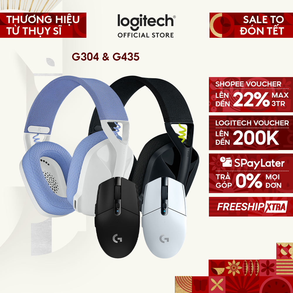 Combo Tai nghe gaming Logitech G435 và Chuột gaming Logitech G304