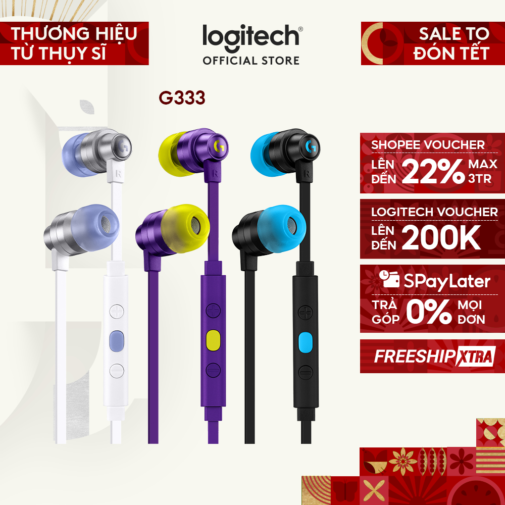 Tai nghe gaming in-ear Logitech G333 - Dual Drivers, Jack 3.5mm, Mic