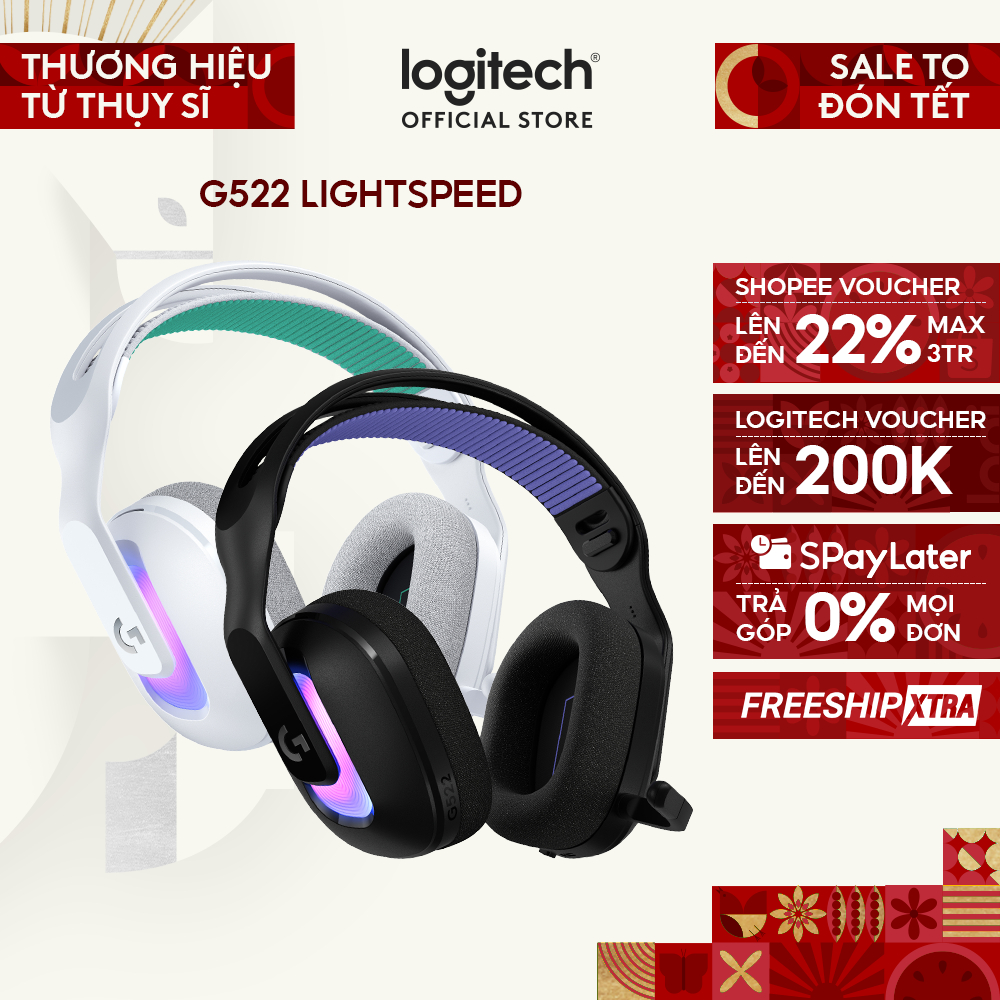 Tai nghe Gaming không dây Logitech G522 LIGHTSPEED - LIGHTSYNC RGB, Kết nối 3 chế độ