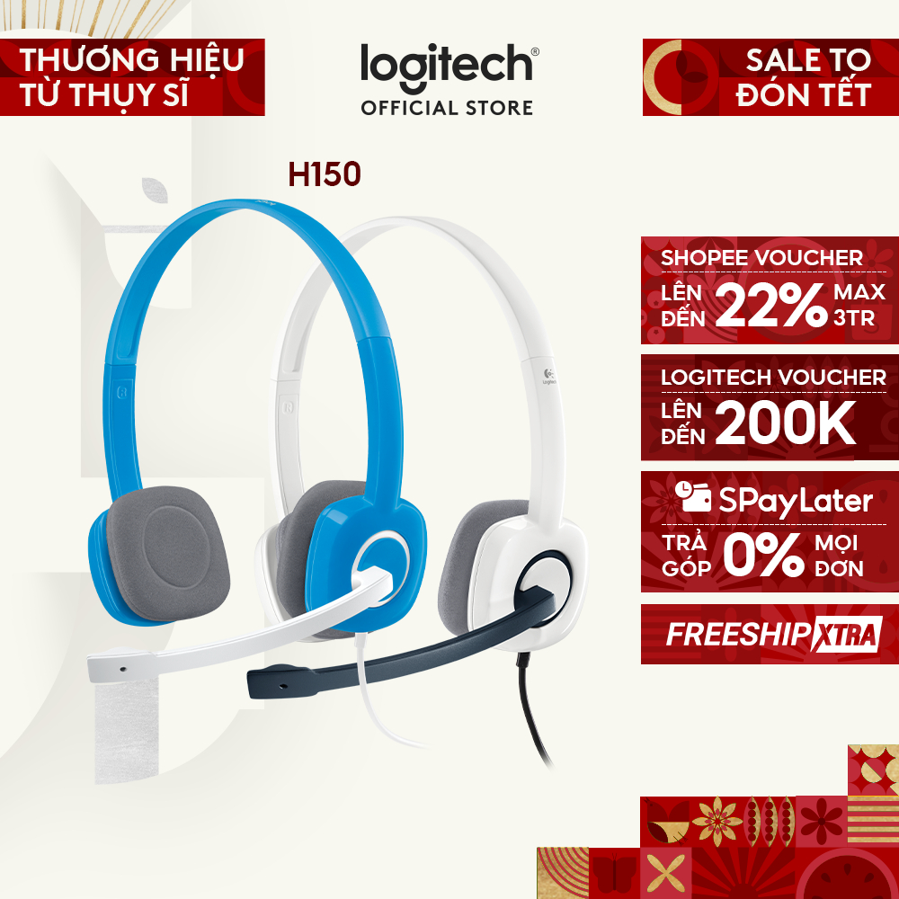 Tai nghe chụp tai Logitech H150 - 2 jack 3.5mm, Mic khử giảm tiếng ồn, âm thanh nổi