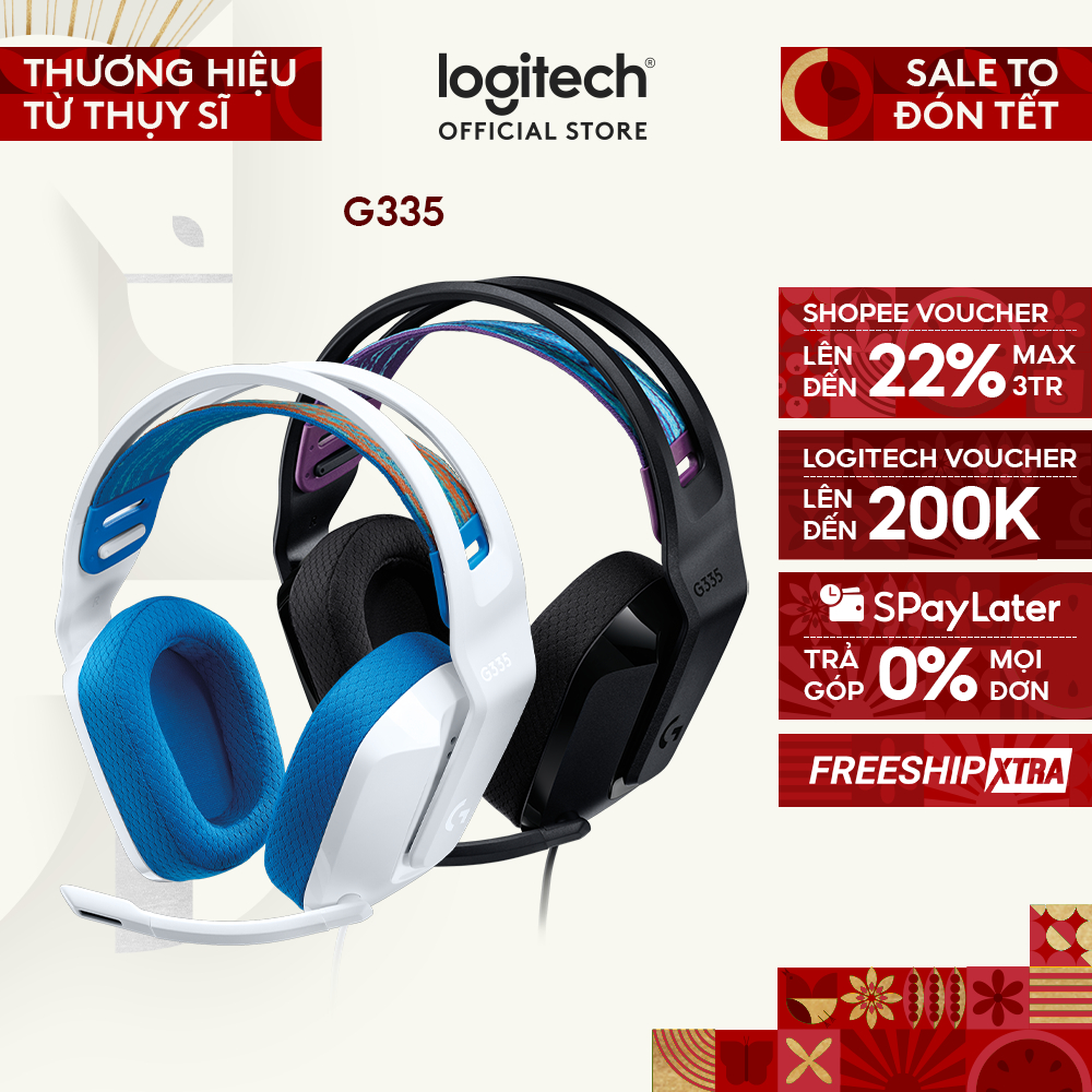 Tai nghe gaming có dây Logitech G335 - Jack 3.5mm Nhẹ 240g Tương thích PC PS5, Xbox