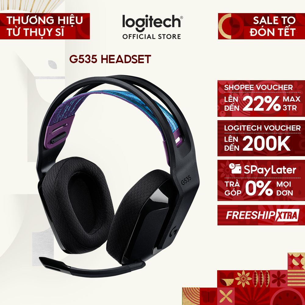 Tai nghe gaming không dây Lightspeed Logitech G535 - Nhẹ, âm thanh nổi PC, PS4, PS5