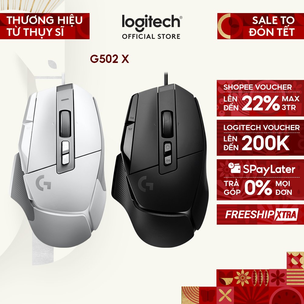 Chuột gaming có dây Logitech G G502 X – switch LIGHTFORCE hybrid, Cảm biến Hero 25K
