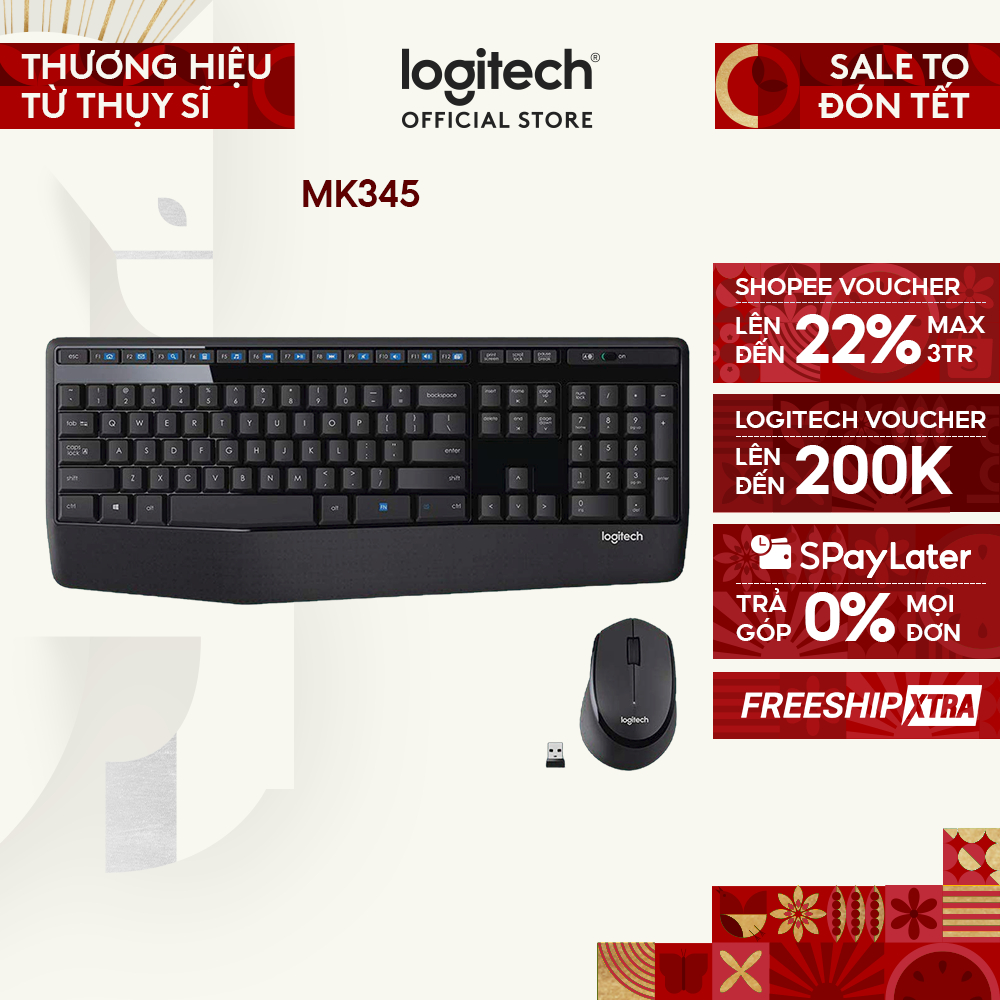 Bộ bàn phím và chuột không dây Logitech MK345