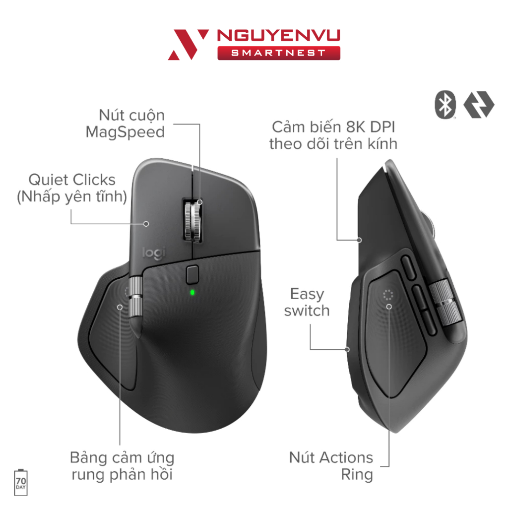 [MÃ MỚI] Chuột không dây Bluetooth Logitech MX Master 4 | 8K DPI, Con lăn vô cực, Phản hồi xúc giác | BH 12 THÁNG | BigBuy360 - bigbuy360.vn