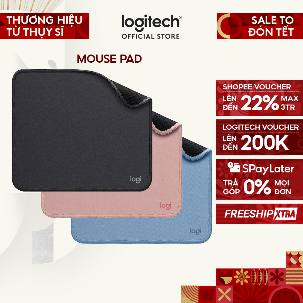 Bàn di chuột Logitech Mouse Pad Studio Series - Đế chống trượt, lướt dễ dàng, chống đổ tràn