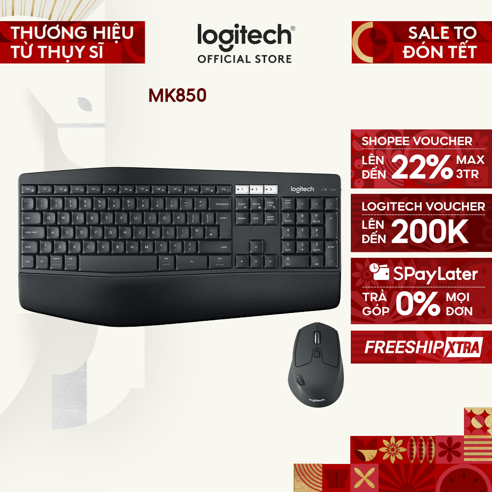Bộ bàn phím và chuột không dây Bluetooth đa thiết bị Logitech MK850 - Công nghệ Logitech Flow