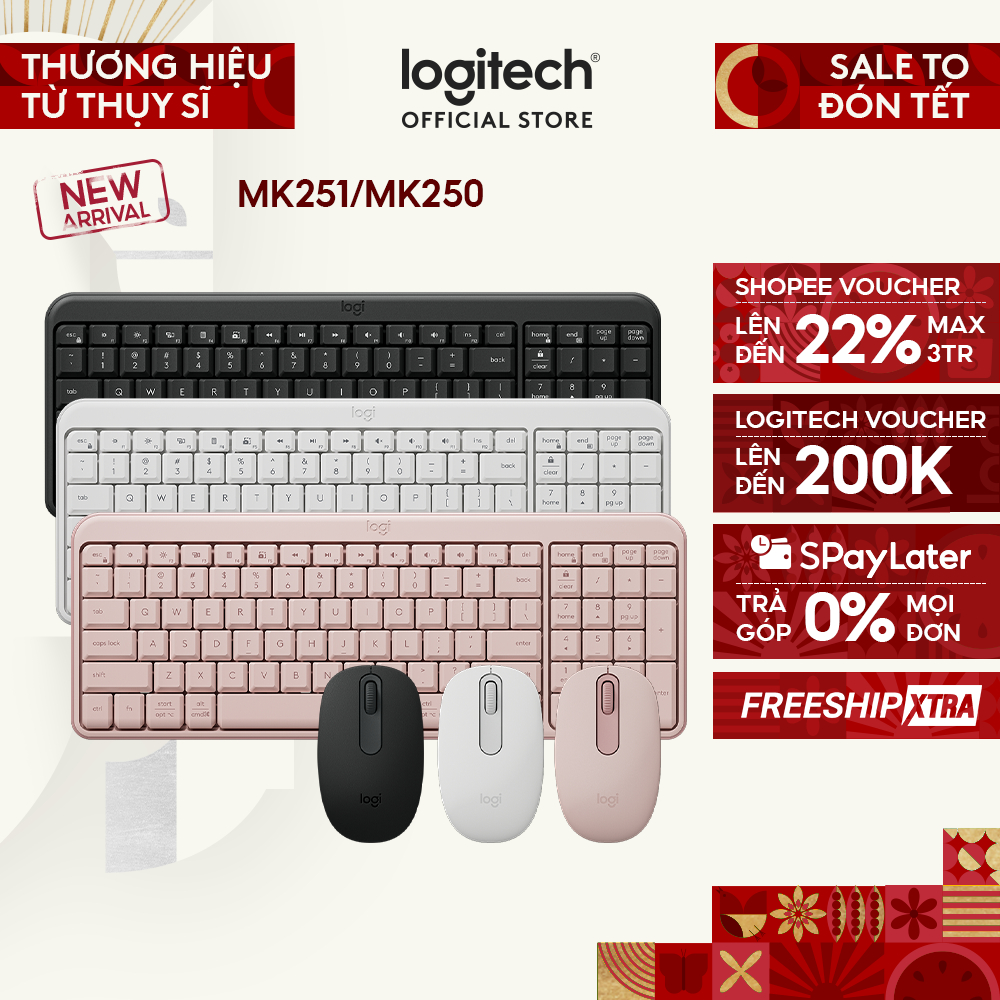 Combo Bàn phím & Chuột Bluetooth Logitech MK250 | MK251 - dễ kết nối, thiết lập, thiết kế nhỏ gọn
