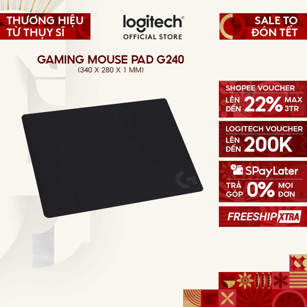 Bàn di, lót chuột gaming Logitech G240 - Bề mặt vải, ma sát tốt, chống trượt