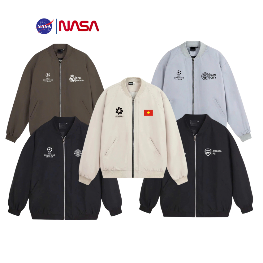 Áo khoác bomber gió nam nữ in hình CLB bóng đá chất liệu vải dù 2 lớp cản gió form rộng [AB03]