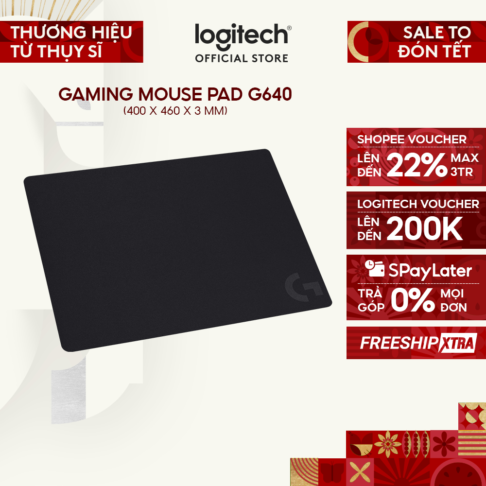 Bàn di chuột chơi gaming Logitech G640 - Bề mặt vải, ma sát tốt, chống trượt