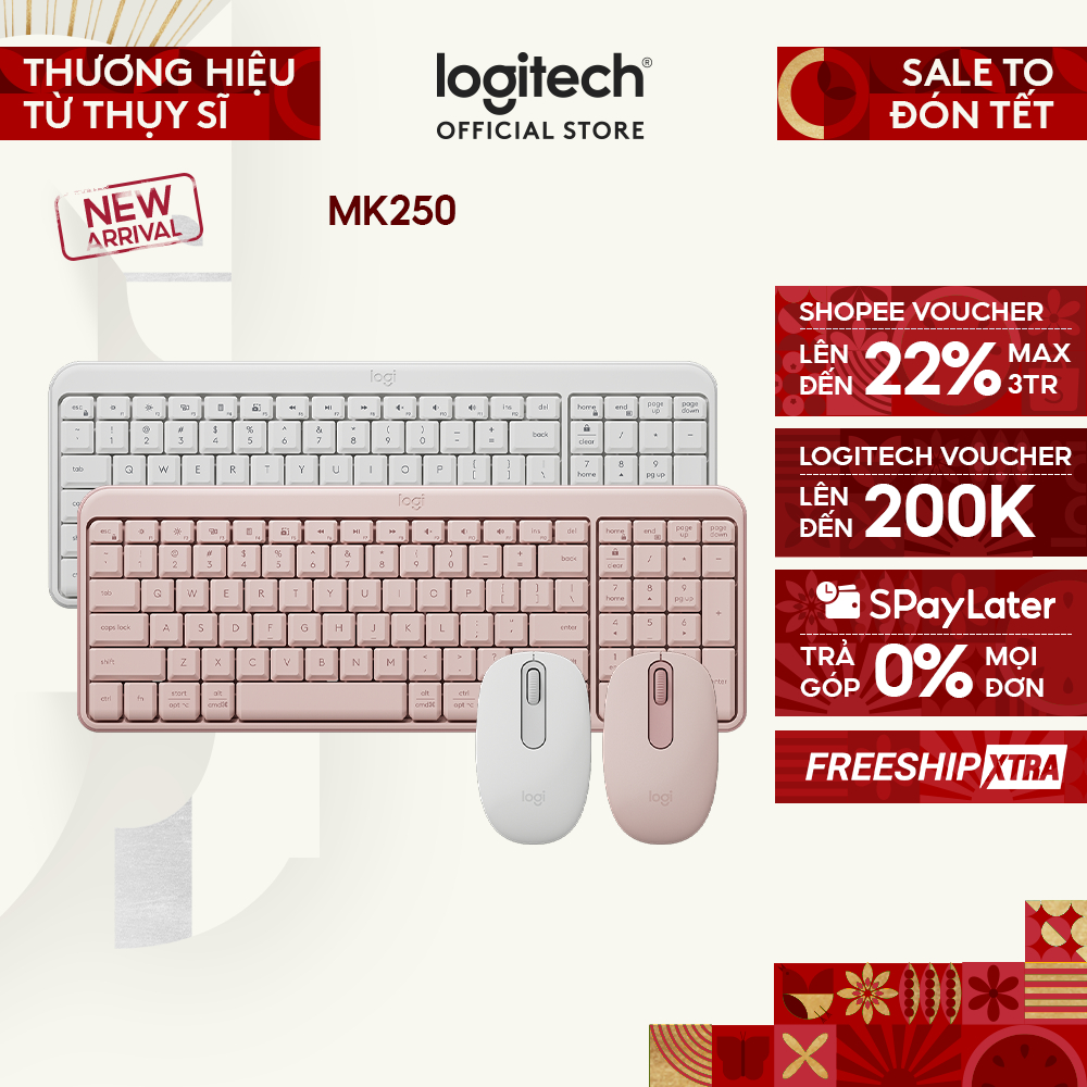 Combo Bàn phím & chuột không dây Bluetooth Logitech MK250 - dễ kết nối, thiết lập, thiết kế nhỏ gọn