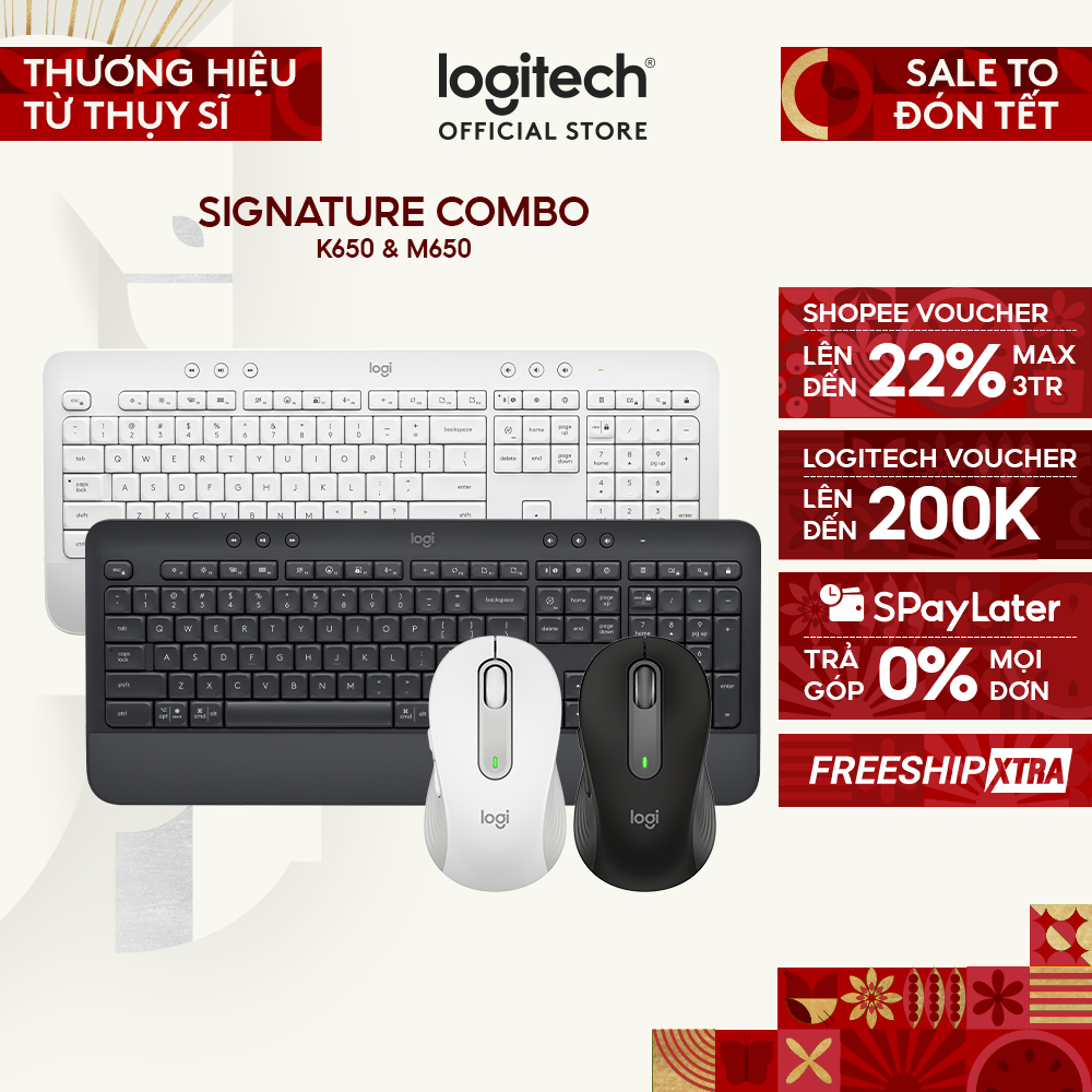 Combo Bàn phím Logitech K650 & Chuột Logitech M650 - Bluetooth, USB Bolt