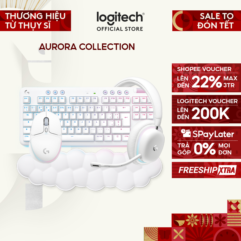 Combo Logitech Aurora - Bàn phím cơ G715 TKL, Chuột G705, Tai nghe không dây G735