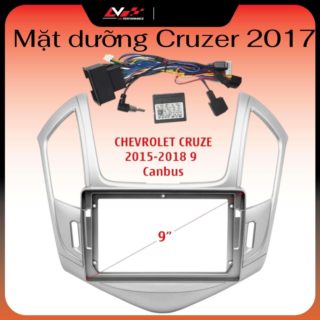Mặt dưỡng Chevrolet Cruzer 2017 màu bạc+ kèm CANBUS + GIẮC NGUỒN