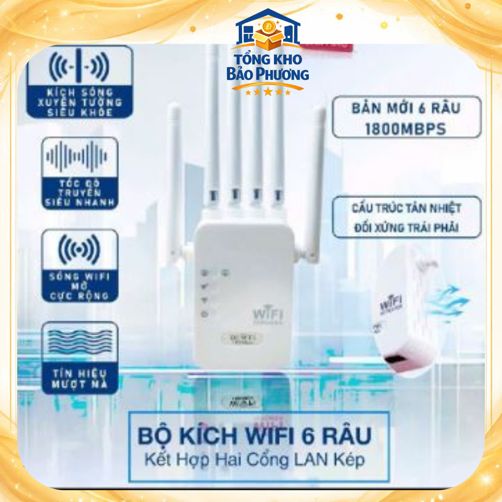 Bộ Kích Sóng Wifi 6 Râu Tốc Độ Cao 1800 Mbps - Kích Wifi Truyền Sóng Nhanh Ổn Định Xuyên Tường | BigBuy360 - bigbuy360.vn