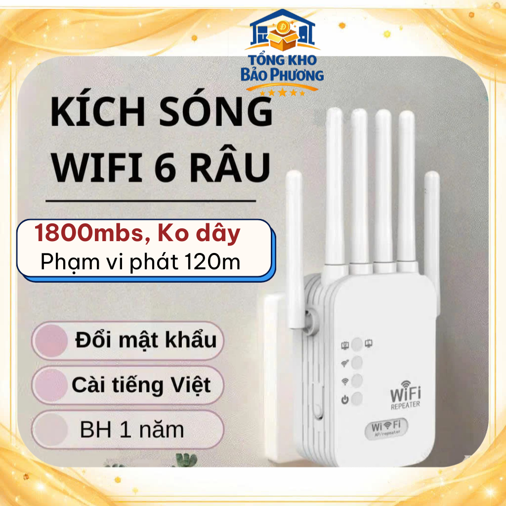 Bộ Kích Sóng Wifi 6 Râu Tốc Độ Cao 1800 Mbps - Kích Wifi Truyền Sóng Nhanh Ổn Định Xuyên Tường | BigBuy360 - bigbuy360.vn