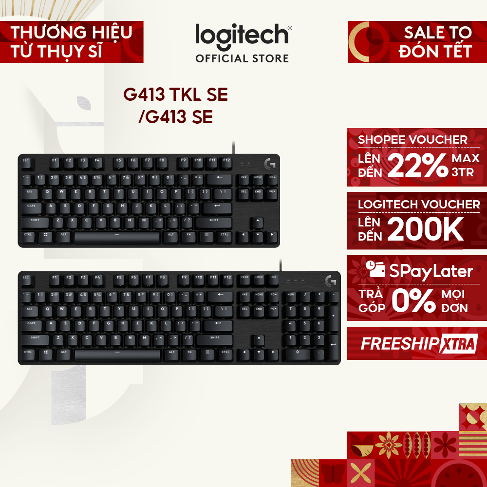 Bàn phím cơ gaming Logitech G413 TKL SE | G413 SE Full size Keycap PBT AntiGhosting